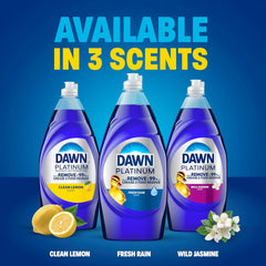 Dawn Platinum Dish Soap Fresh Rain Scent Liquid Dishwashing Detergent, Powerful Dawn Dish Soap for Tough Grease Removal, 30 oz