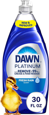Dawn Platinum Dish Soap Fresh Rain Scent Liquid Dishwashing Detergent, Powerful Dawn Dish Soap for Tough Grease Removal, 30 oz