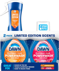 Dawn Powerwash Spray, Dish Soap, Dishwashing Liquid, Pumpkin Spice + Frosted Cranberry, 1 Starter Kit + 1 Refill, 2x16 Fl Oz