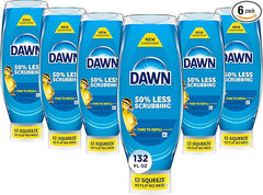 Dawn Ultra EZ-Squeeze Dish Soap Liquid, Dishwashing Liquid, Grease Removal, Upside Down Bottle, Original, 6x22 Fl Oz Bundle